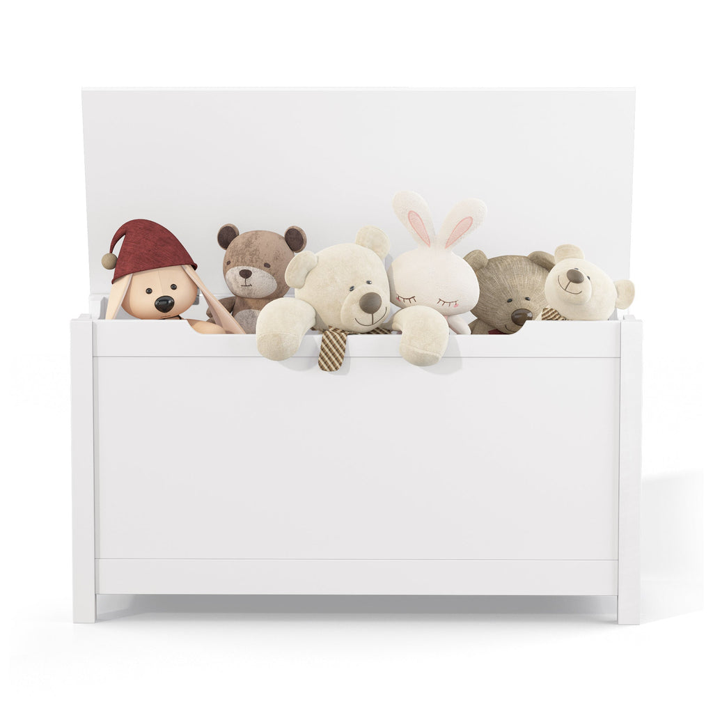 Kids Wooden Toy Box Storage with Safety Hinged Lid for Ages 2+