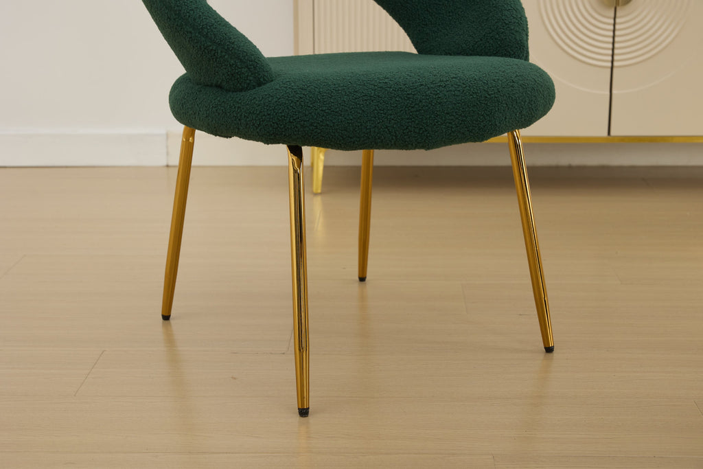 Velvet/Teddy Fabric Dining Chairs with Curved Backrest