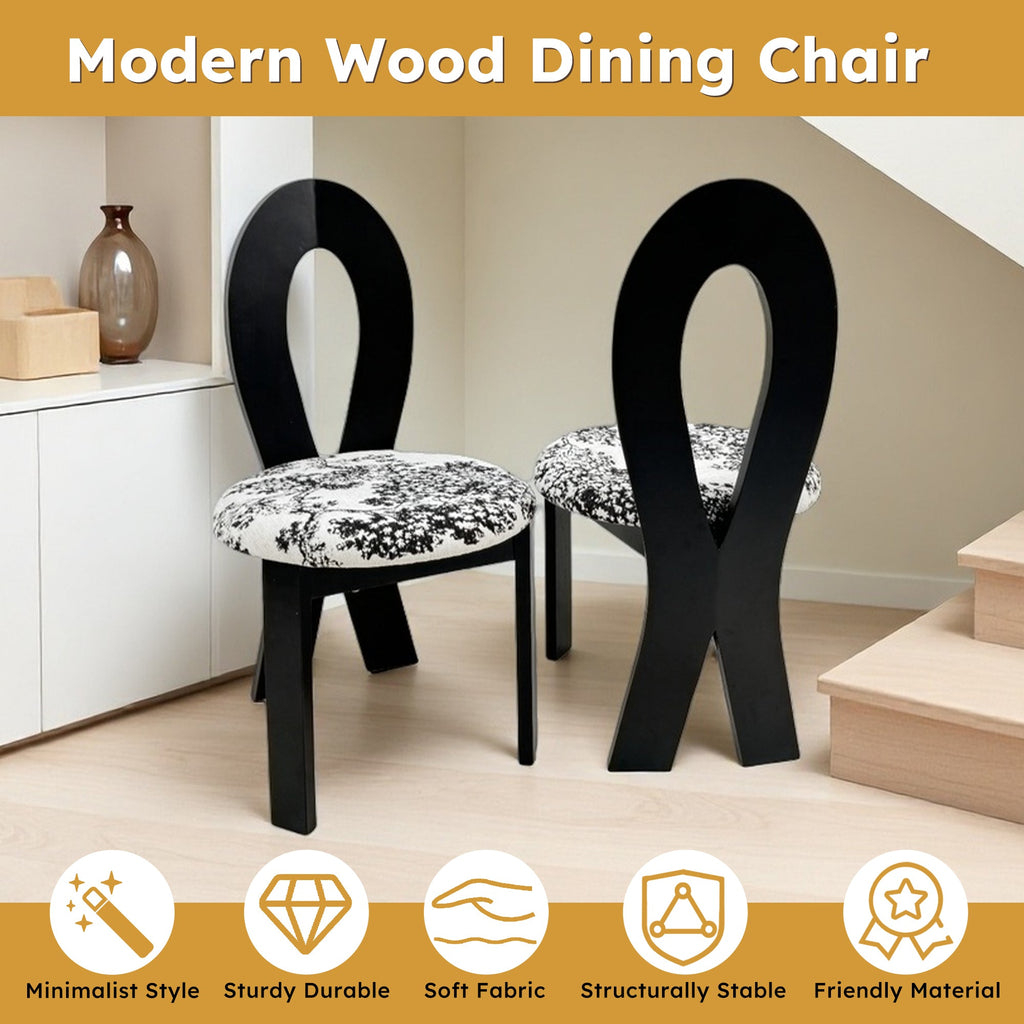 Key-Design Linen Upholstered Dining Chairs (Set of 2)