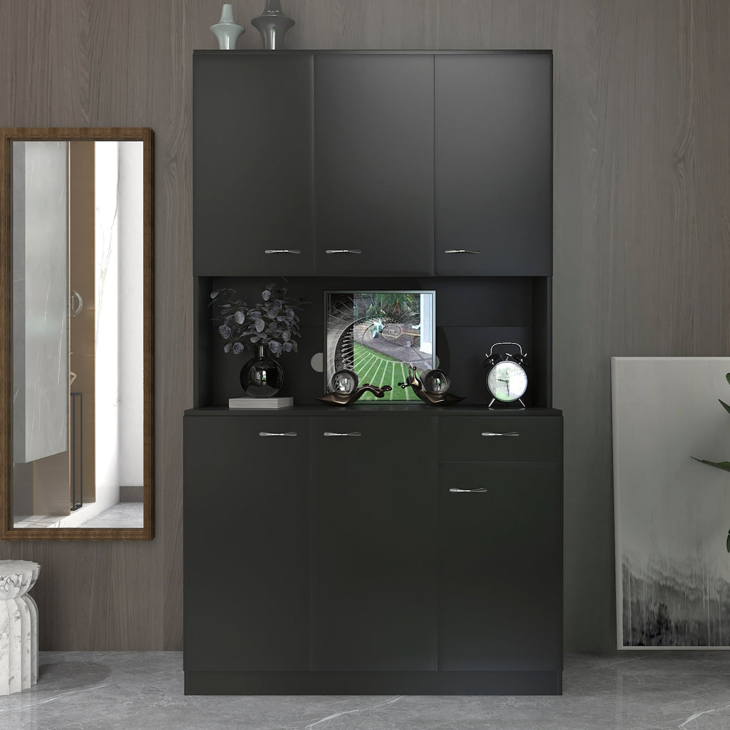70.87' Tall White Kitchen Cabinet with 6-Doors