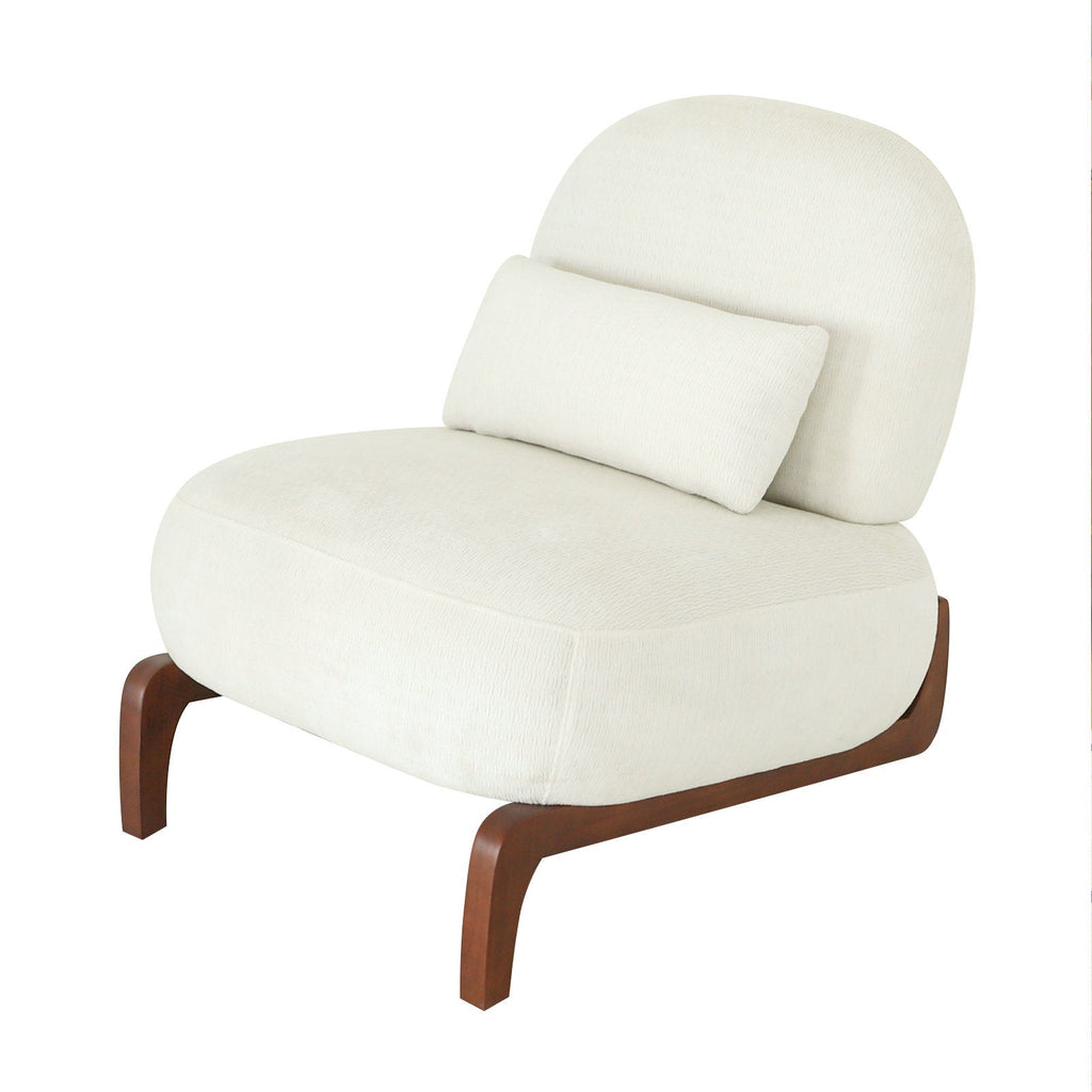 Velvet Accent Chair with Solid Wood Legs