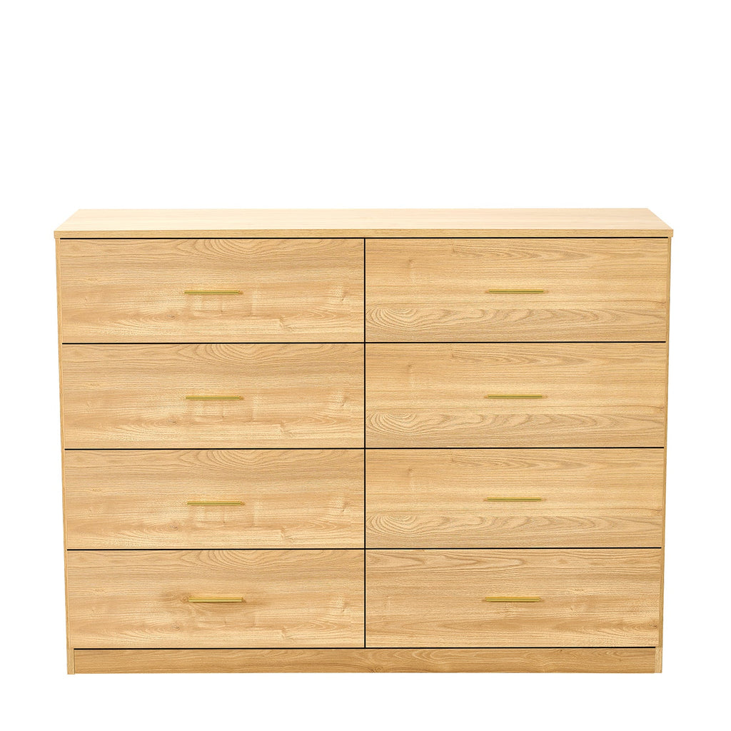 Modern Natural 8-Drawer Dresser for Bedroom