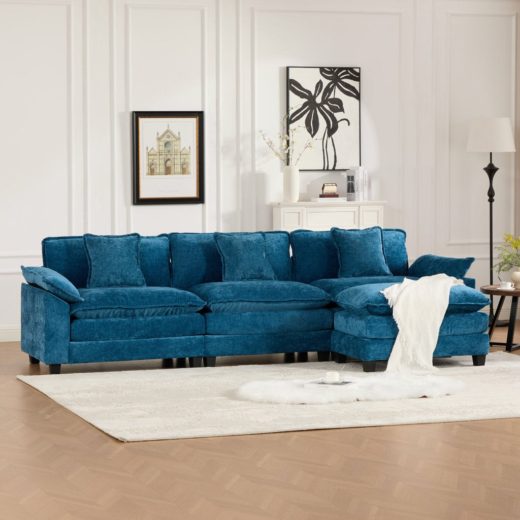 Modern Comfy Upholstered Seat Cushion Sectional Couch (Ottoman is Not Included)