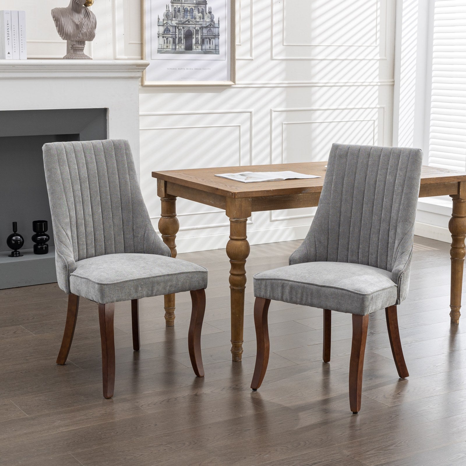 Rayon Cloth Flocking Velvet/Linen Dining Chairs (Set of 2)