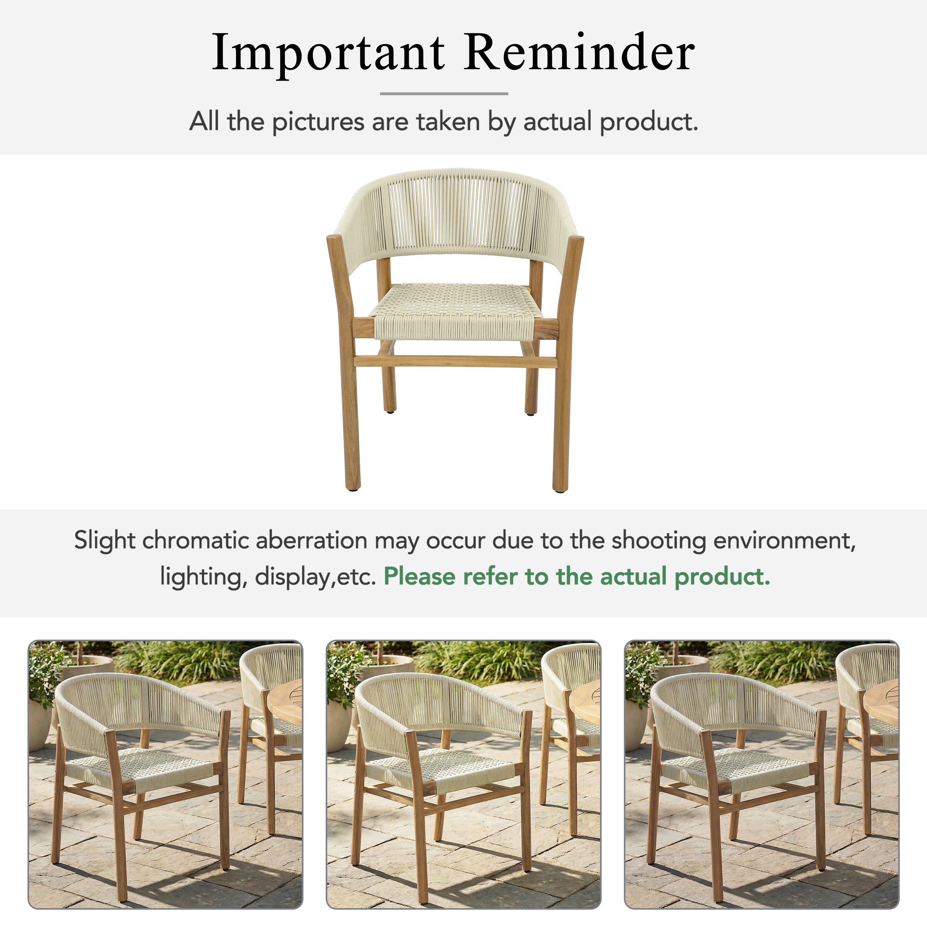 2-seat Woven Outdoor Chairs, Comfy Patio Seating with Elegant Teak Finish