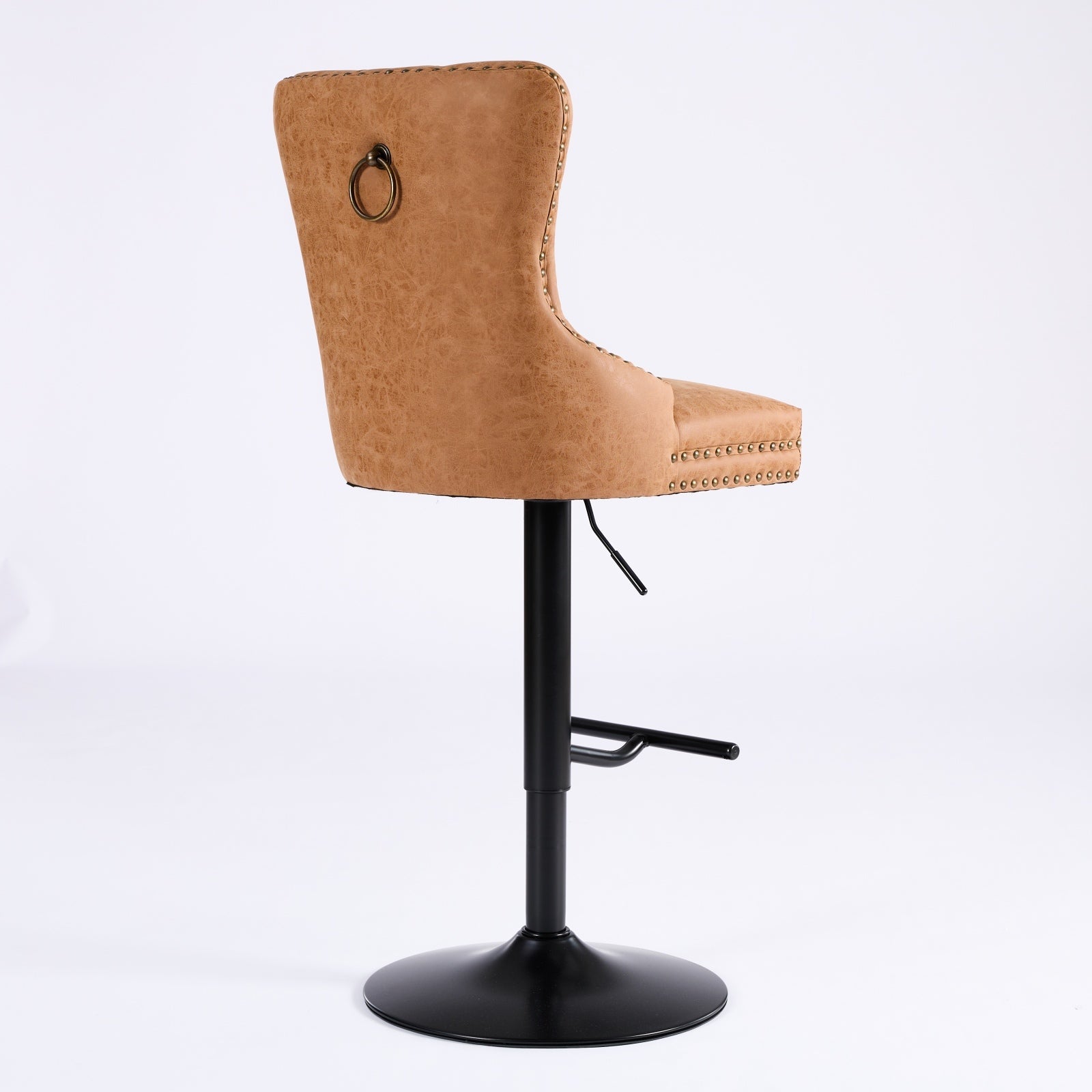 Aged and Retro PU Swivel Barstools Adjusatble Seat Height (Set of 2)