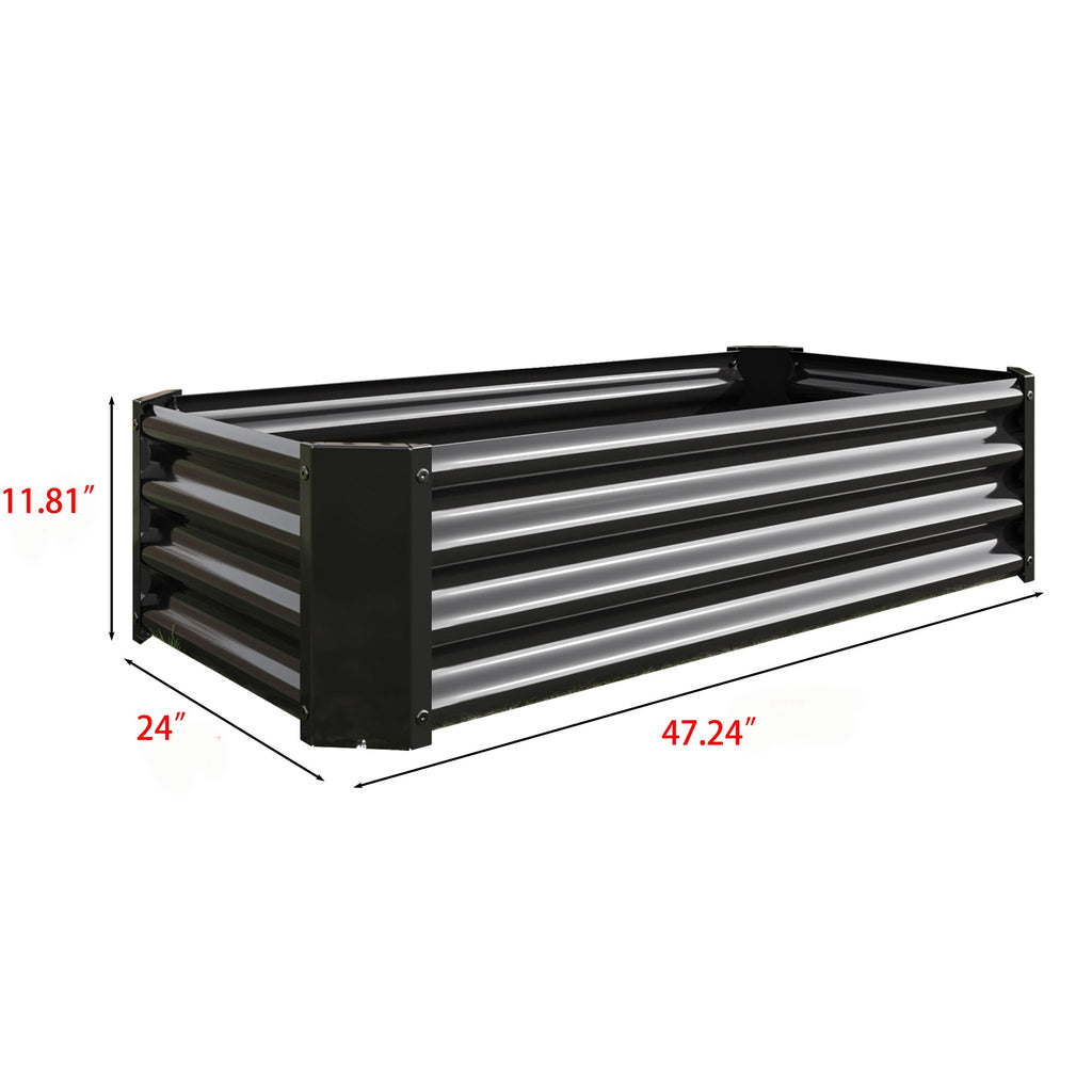 4x2x1ft Metal Raised Garden Bed Black Rectangle Planter Box Vegetables Herbs