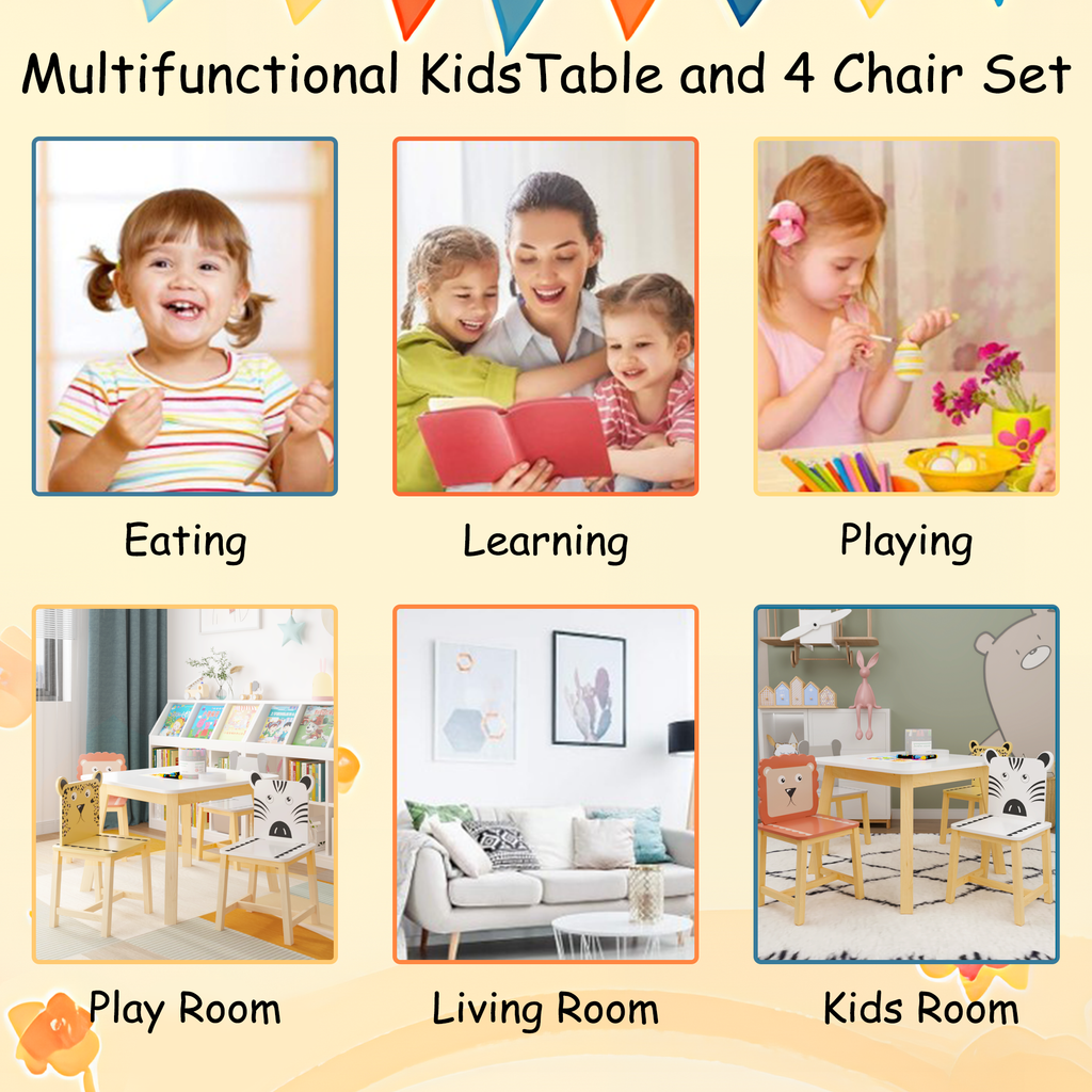 5 Piece Kiddy Table and Chair Set with 4 Chairs