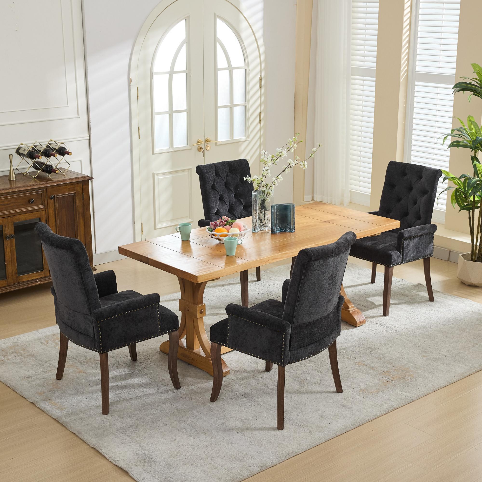 Elegant Upholstered Chenille Fabric Accent Dining Chair