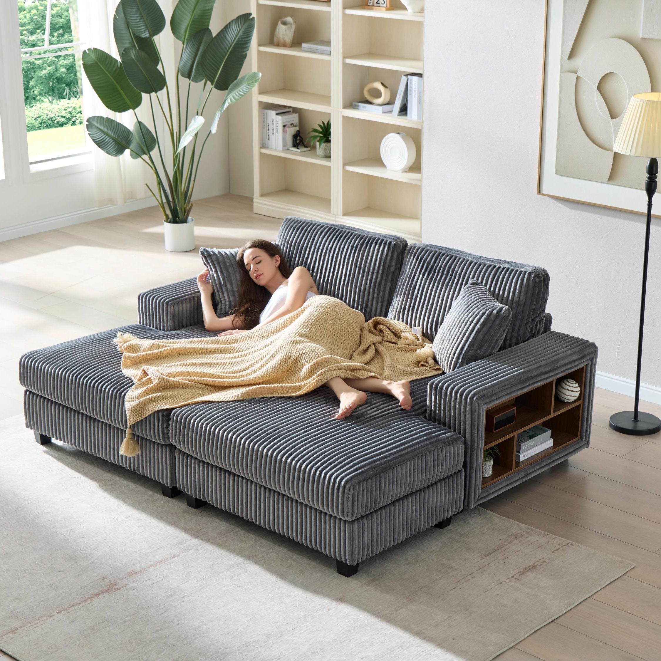 Convertible Sleeper Sectional Sofa with Storage