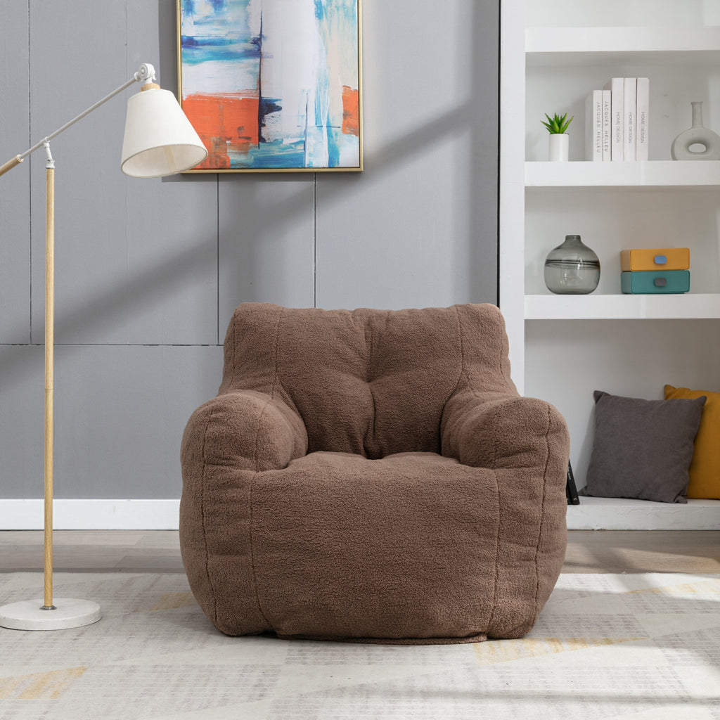 Teddy Fabric Tufted Foam Bean Bag Chair with Memory Sponge