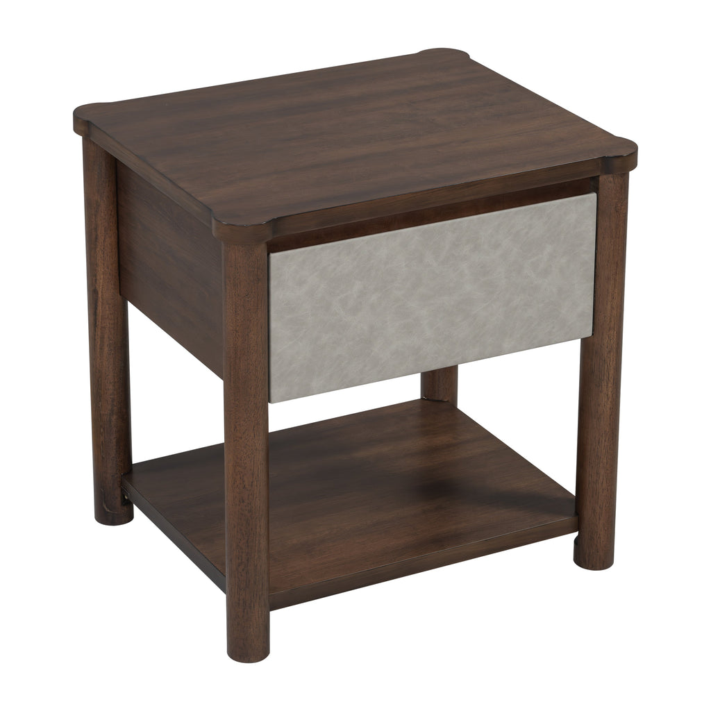 Modern Wood Nightstands with Drawer (Set of 2)
