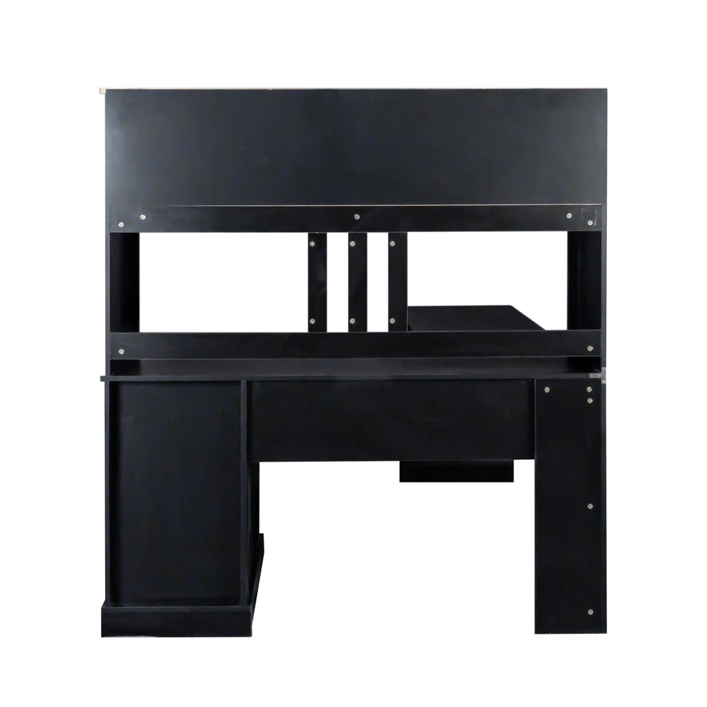 Space-Saving Home Office Computer Workstation with Storage Shelves