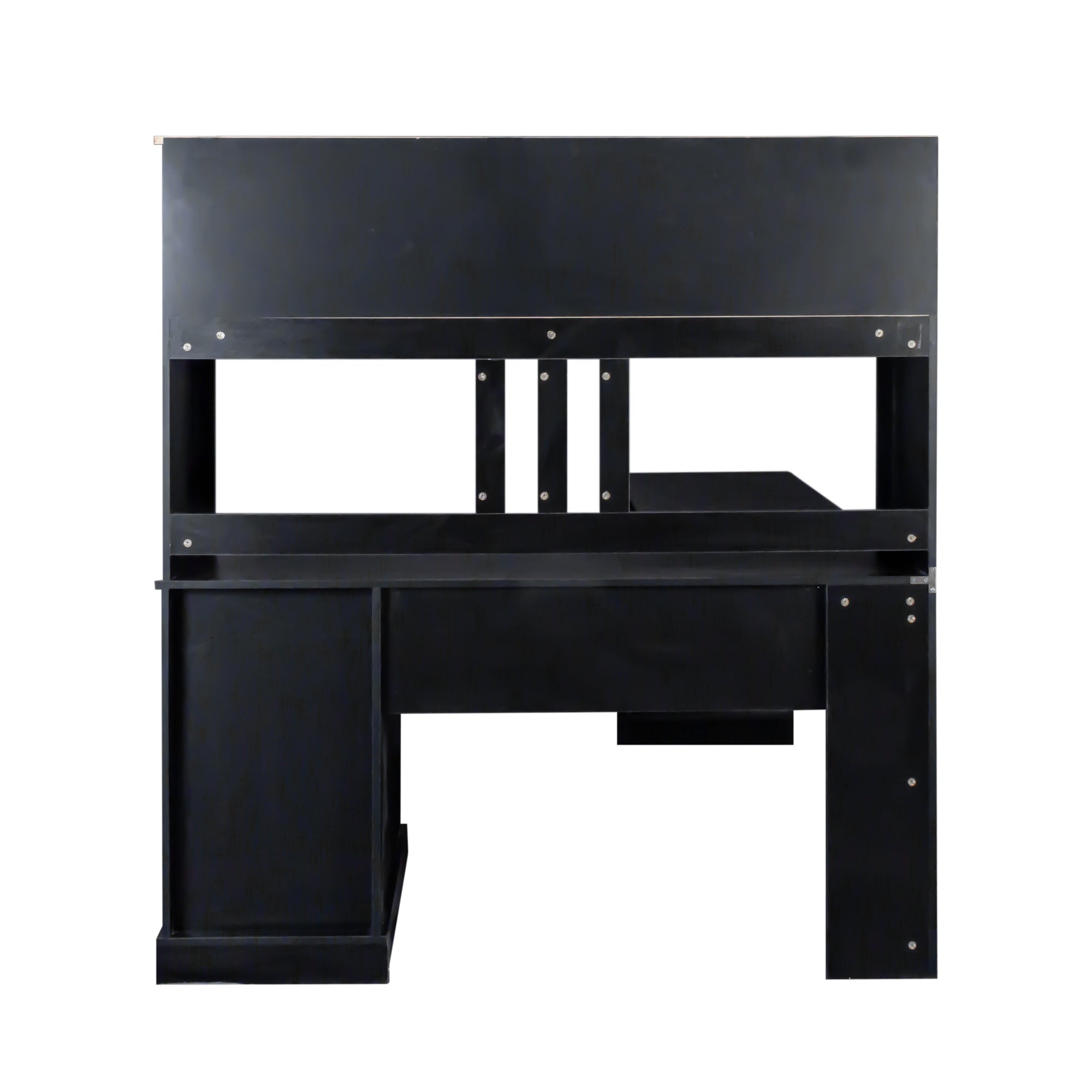 Space-Saving Home Office Computer Workstation with Storage Shelves
