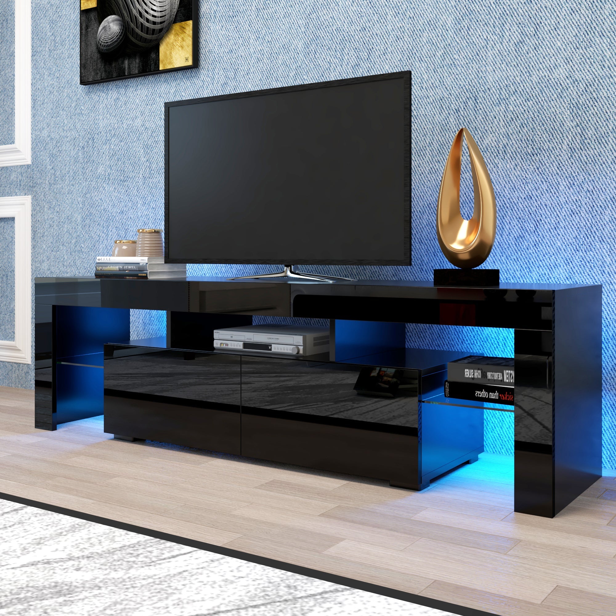 Modern Remote Control 20 Colors LED Lights TV Stand
