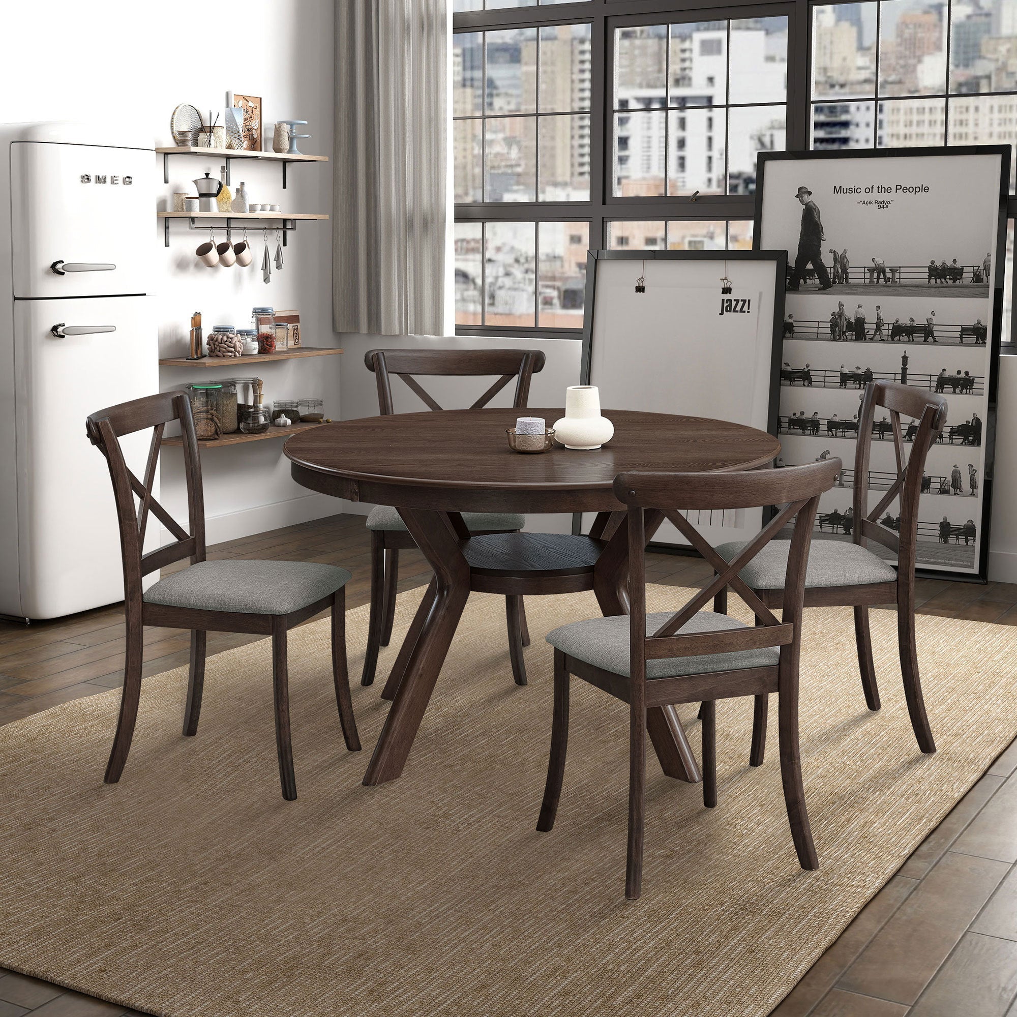 47.24''Round Rubber Wood Dining Table (1 Table)