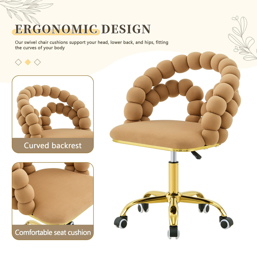 Coloful Modern Velvet Adjustable Swivel Desk Chair with Bubble Back