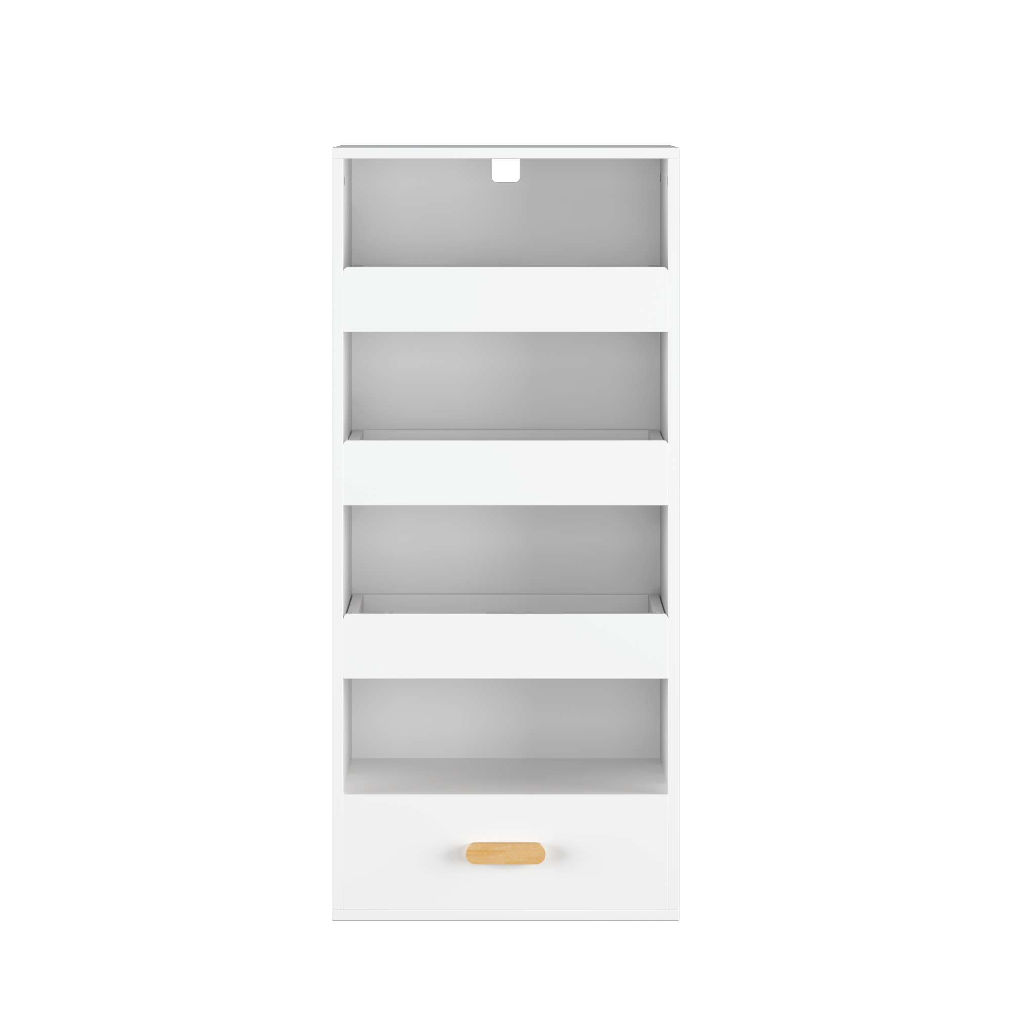 4-Tier Freestanding Bookshelf with 3 Sliding Drawers and 1 Bottom Drawer