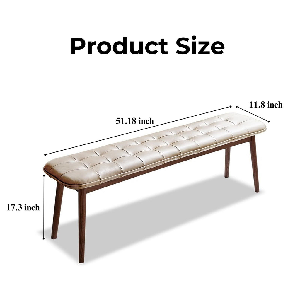 Natural Oak Dining Bench Table Bench with Leather Cushion