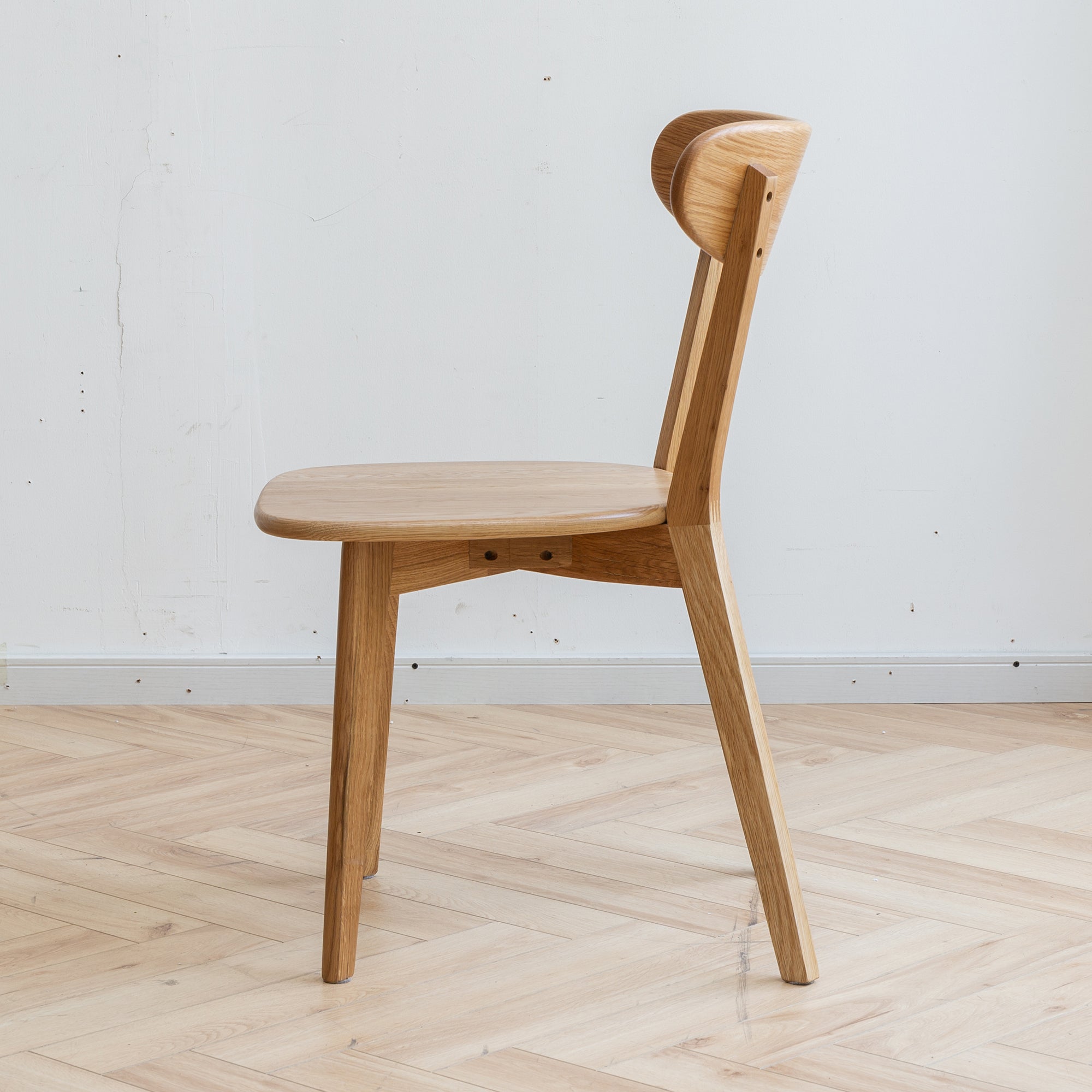 2Pcs Natural Solid Oak Dining Chairs
