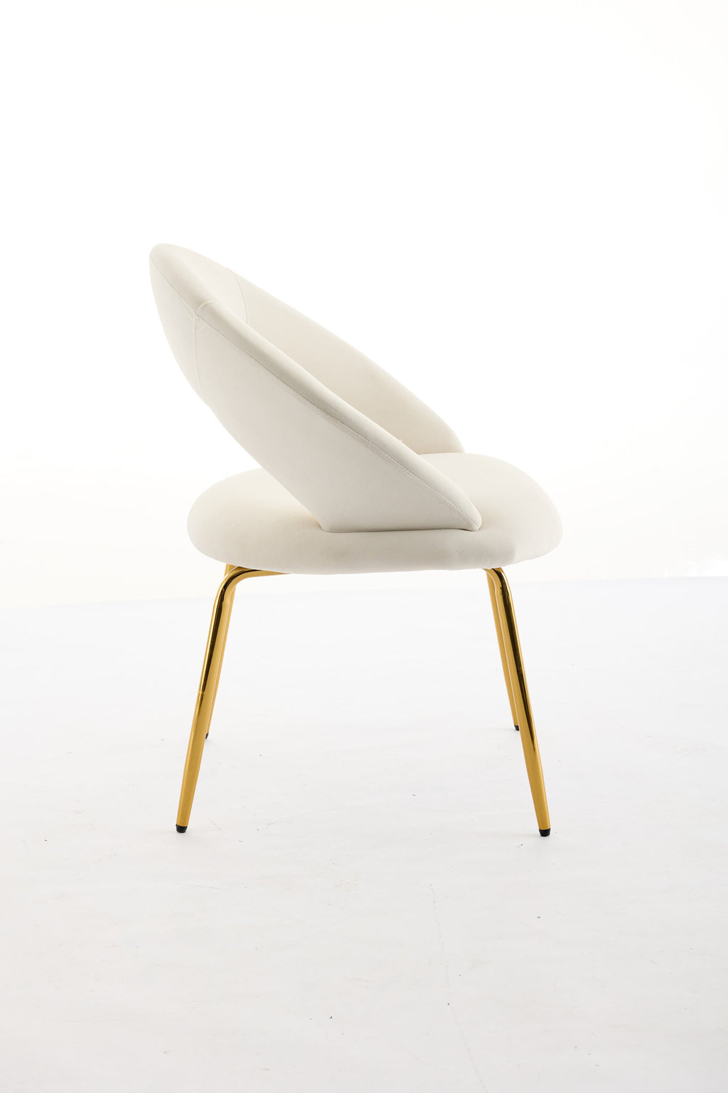 Velvet/Teddy Fabric Dining Chairs with Curved Backrest