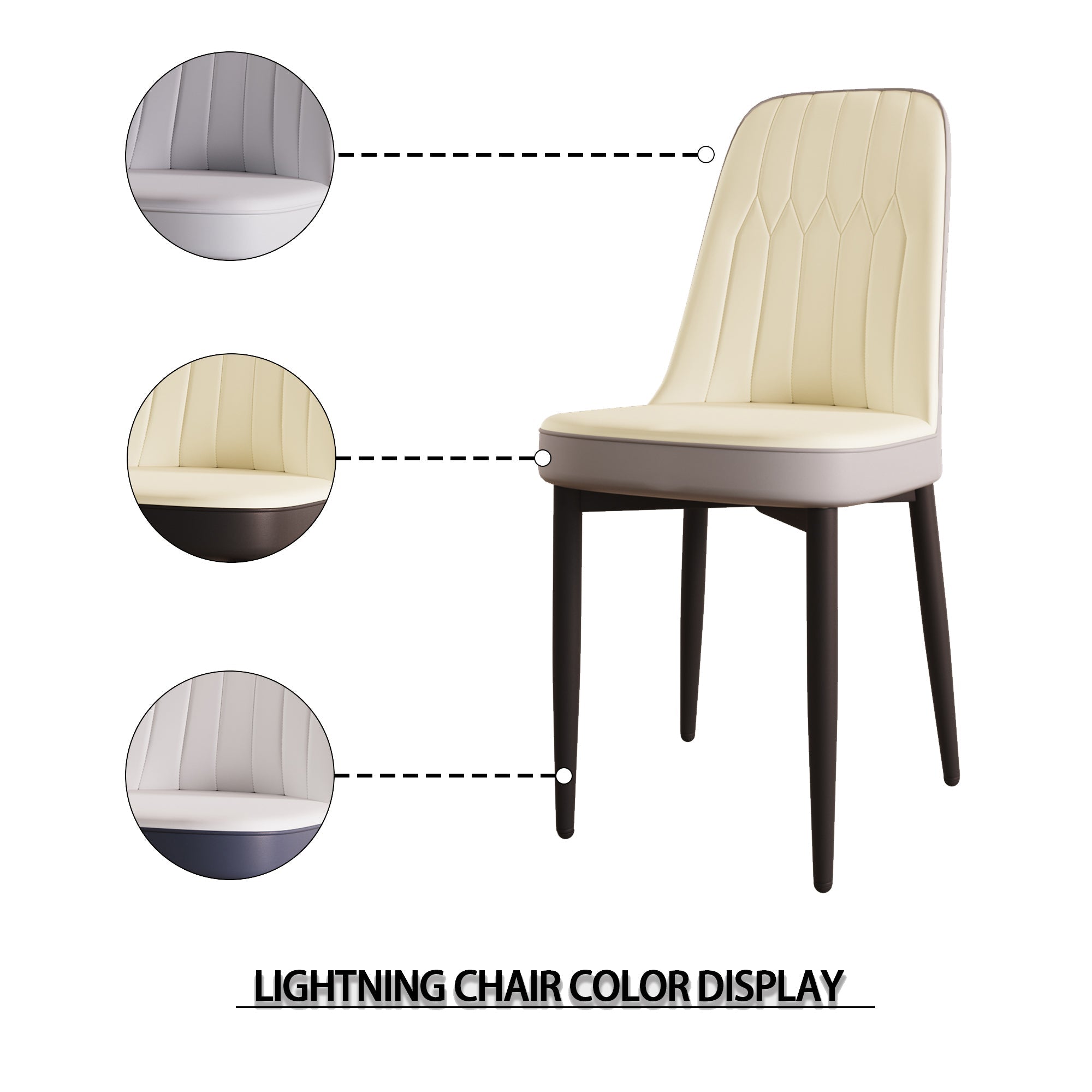 Modern Dining Chair Set of 4 with High-Quality PU Leather