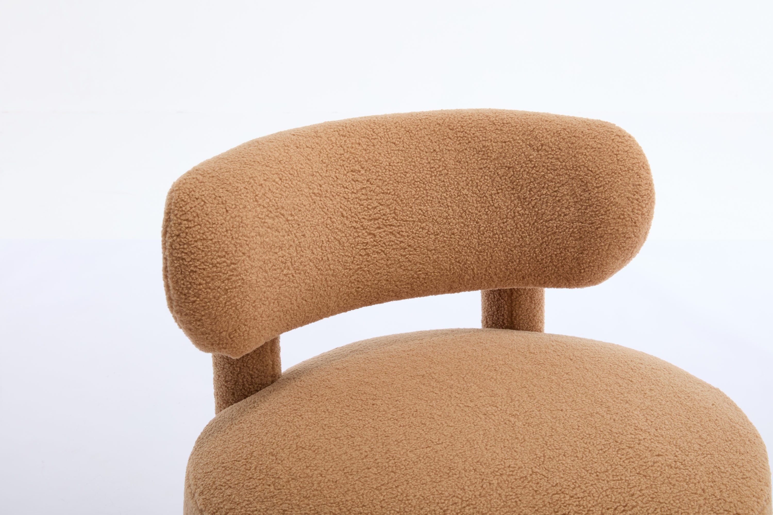 Fur/Teddy Fabric Armless Accent Chair with Curved Backrest