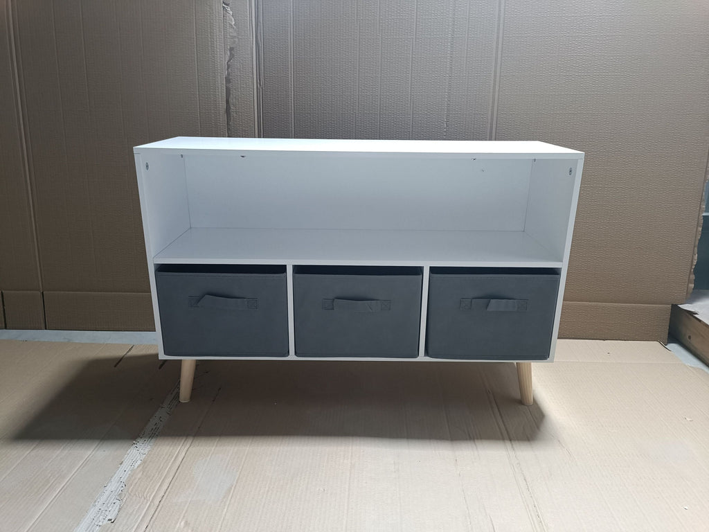 Children's Book Display Kids Bookcase with 3 Fabric Bins