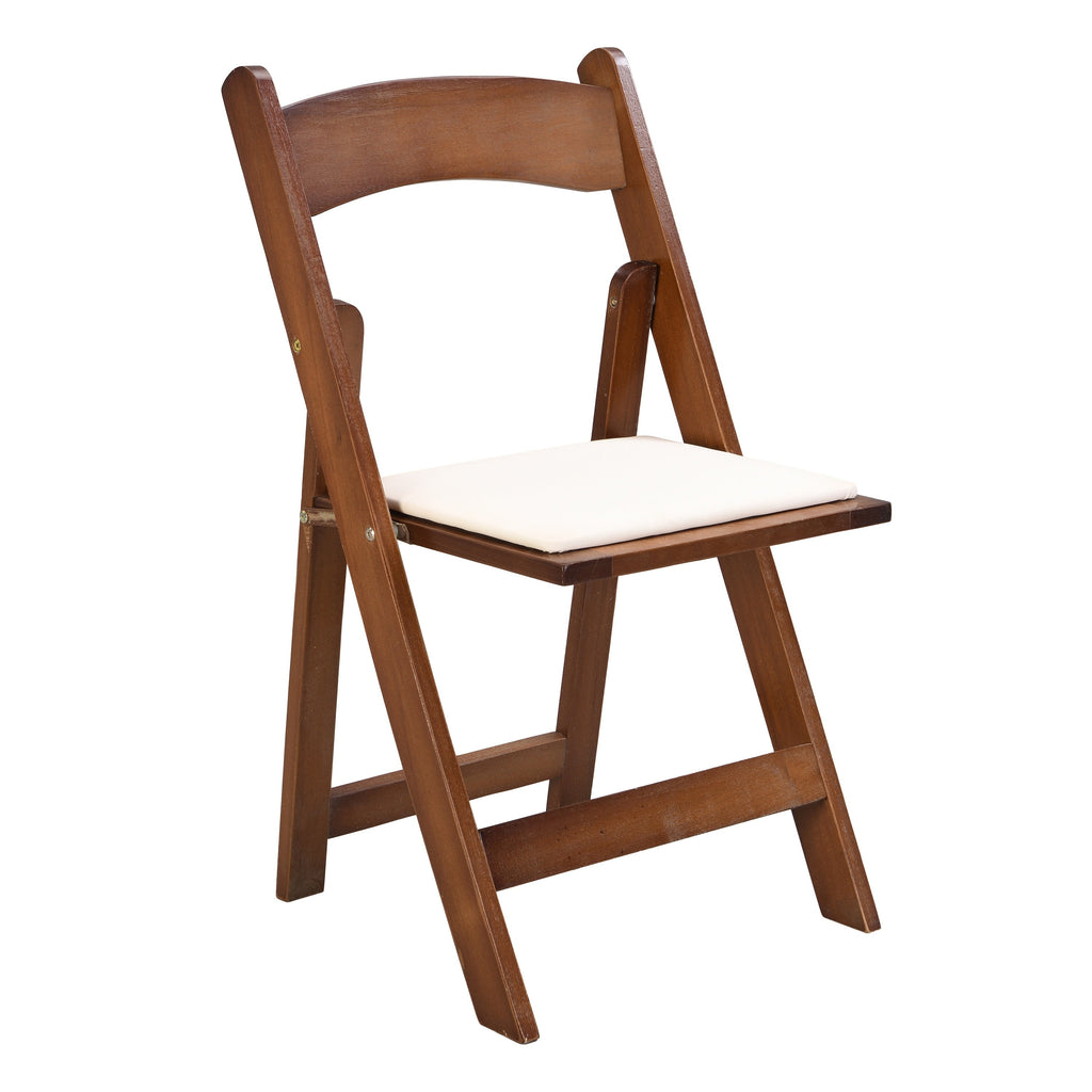 Set of 4 Folding Chairs Cushioned Solid Wood Space-Saving Dining Chairs