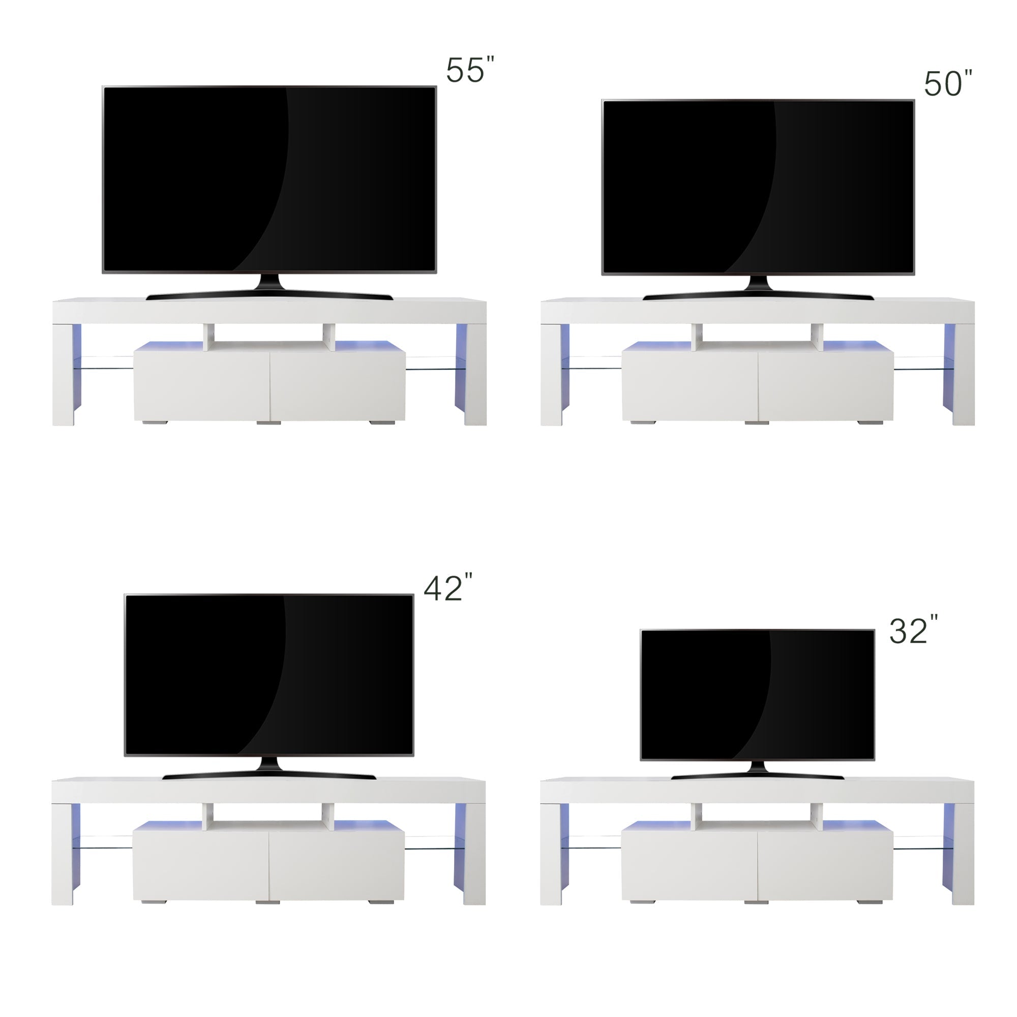 Modern Remote Control 20 Colors LED Lights TV Stand