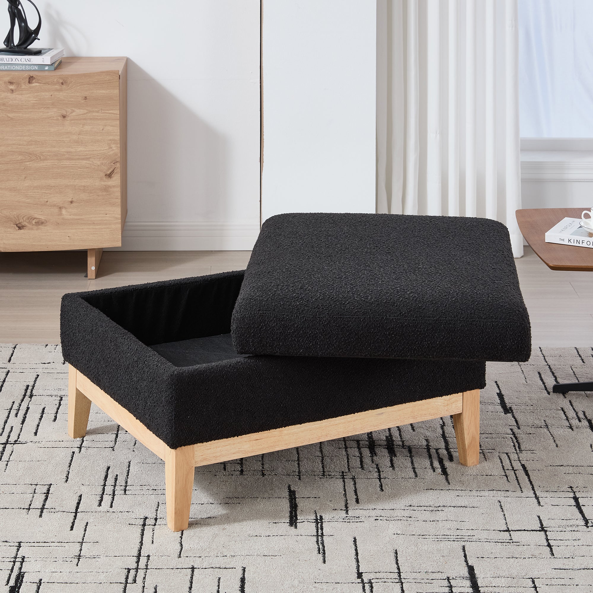 33.86'W Upholstered Wood Base Storage Ottoman