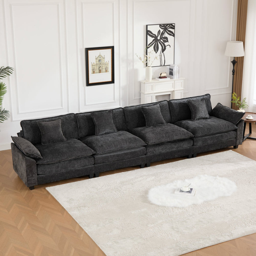 Modern Comfy Upholstered Seat Cushion Sectional Couch (Ottoman is Not Included)