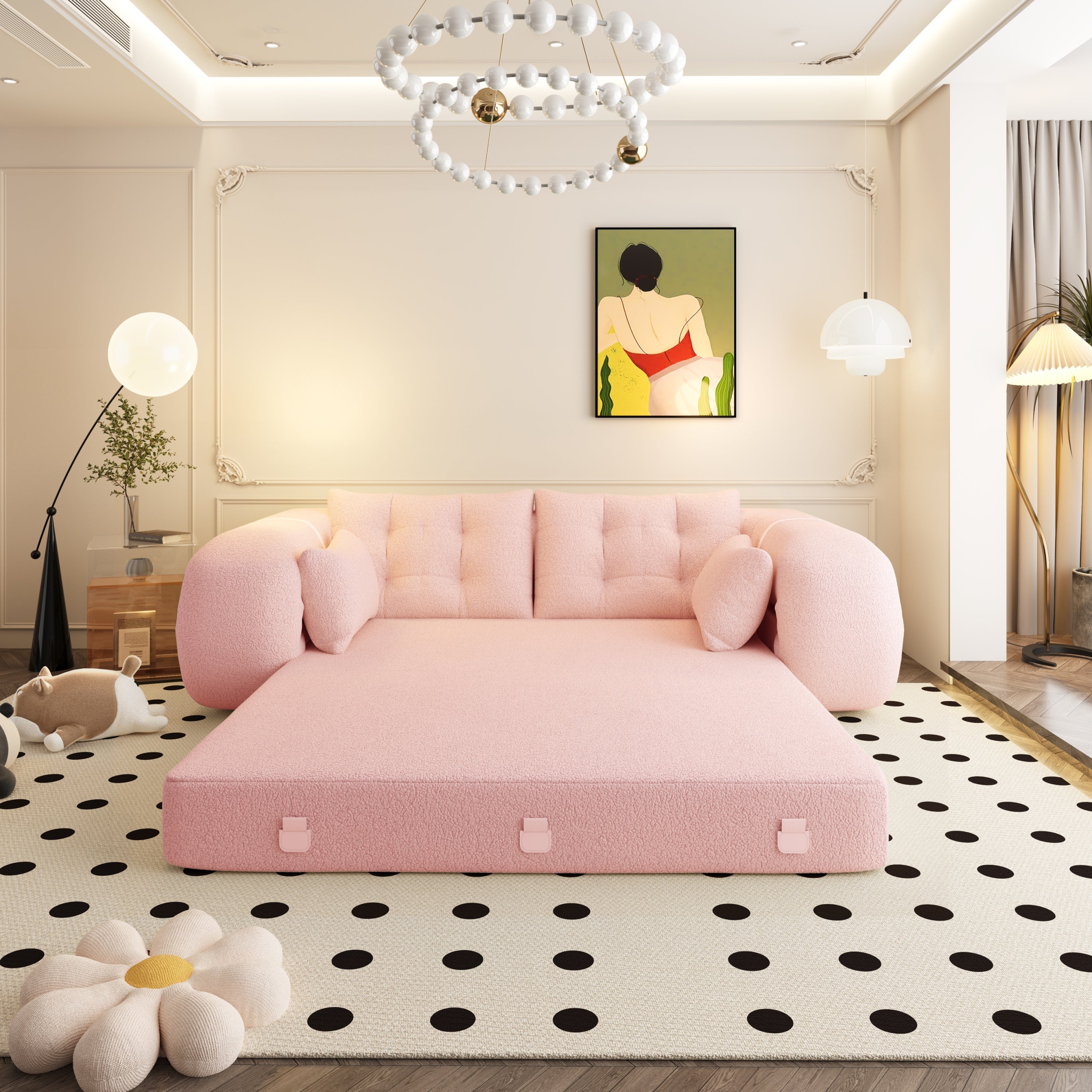78.7 ' Multi-Functional Teddy Foldable Sofa Bed