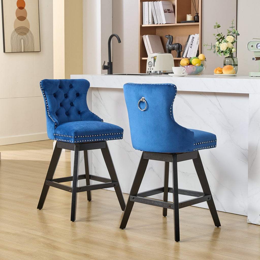 Swivel Velvet Barstools (Set of 2)