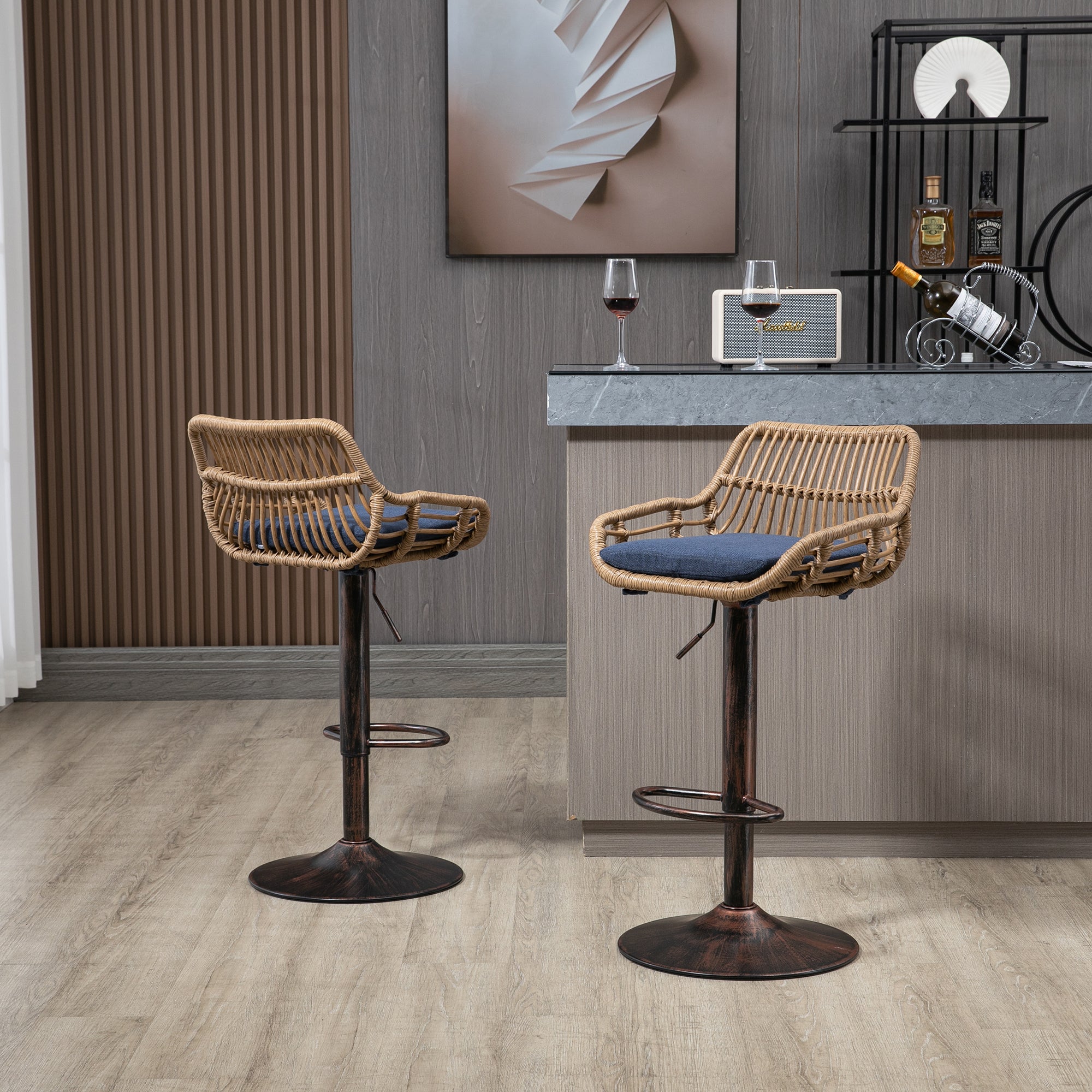 Modern Swivel Bar Stools (Set of 2)
