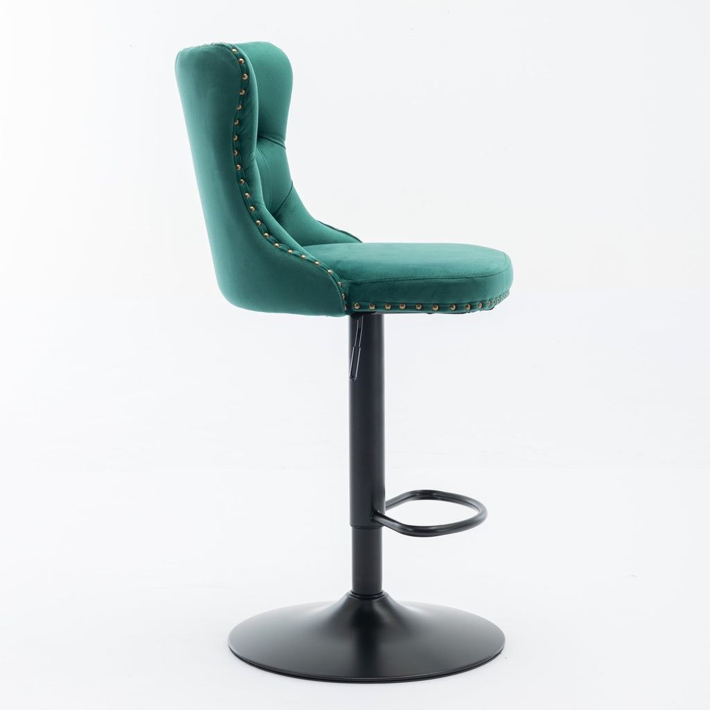 Modern Swivel Velvet Barstools Adjusatble Seat (Set of 2)