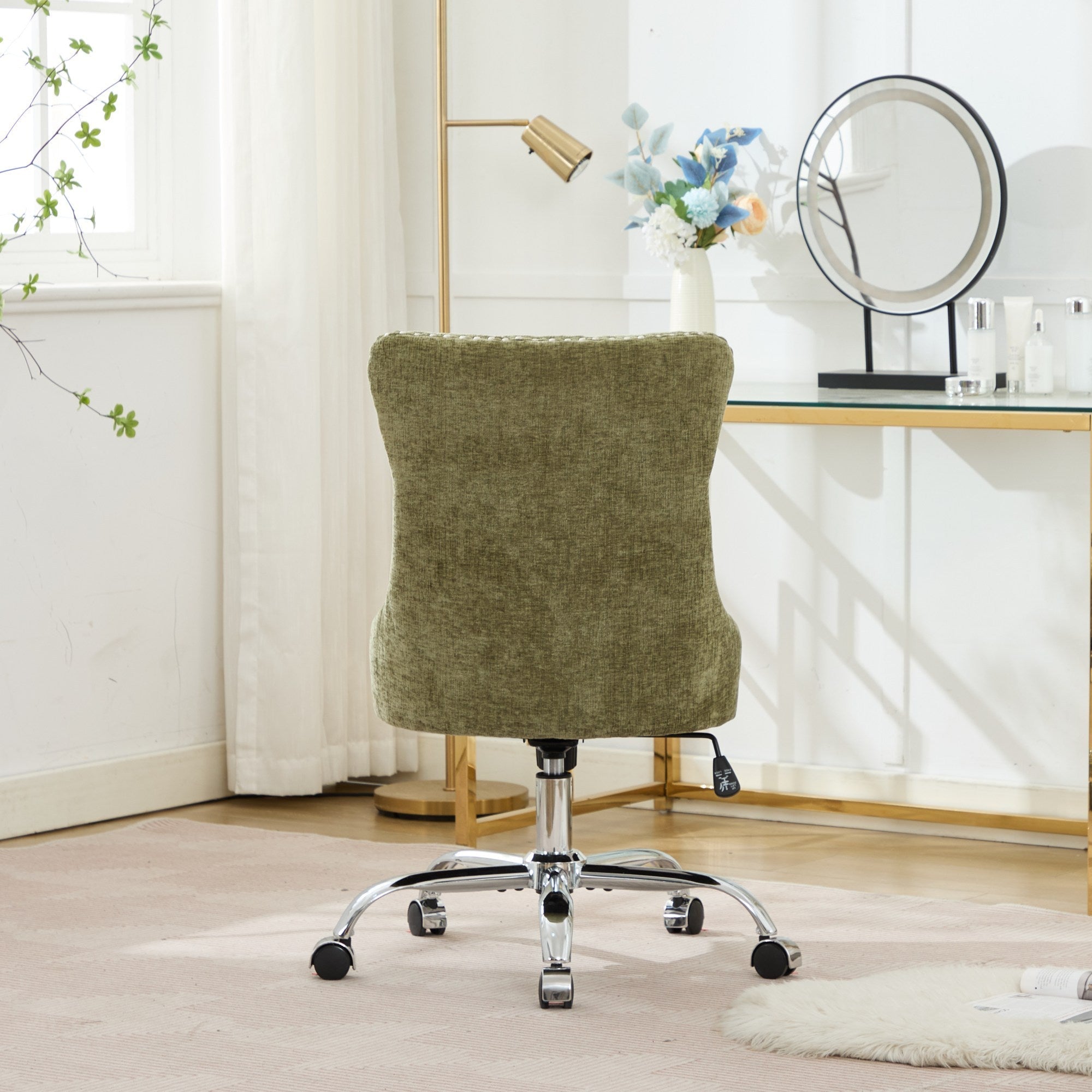 Modern Chenille Upholstered Tufted Button Home Office Chair