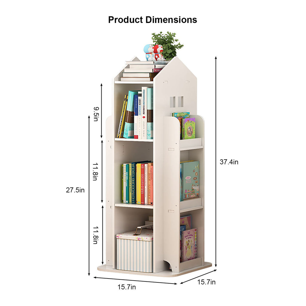 4-Tier Rotating Children's Display Standing Bookshelf Bookcase