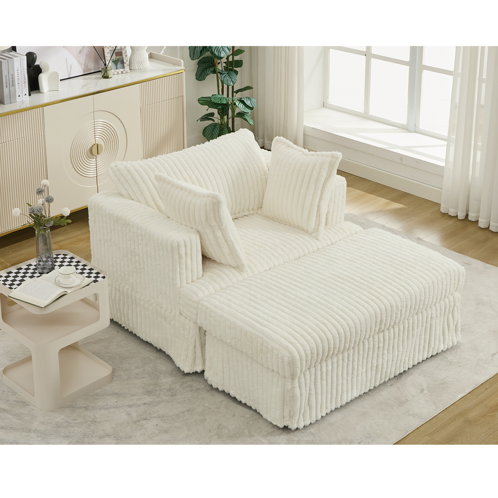 47.7'' Oversized Corduroy Chaise Longue with Ottoman