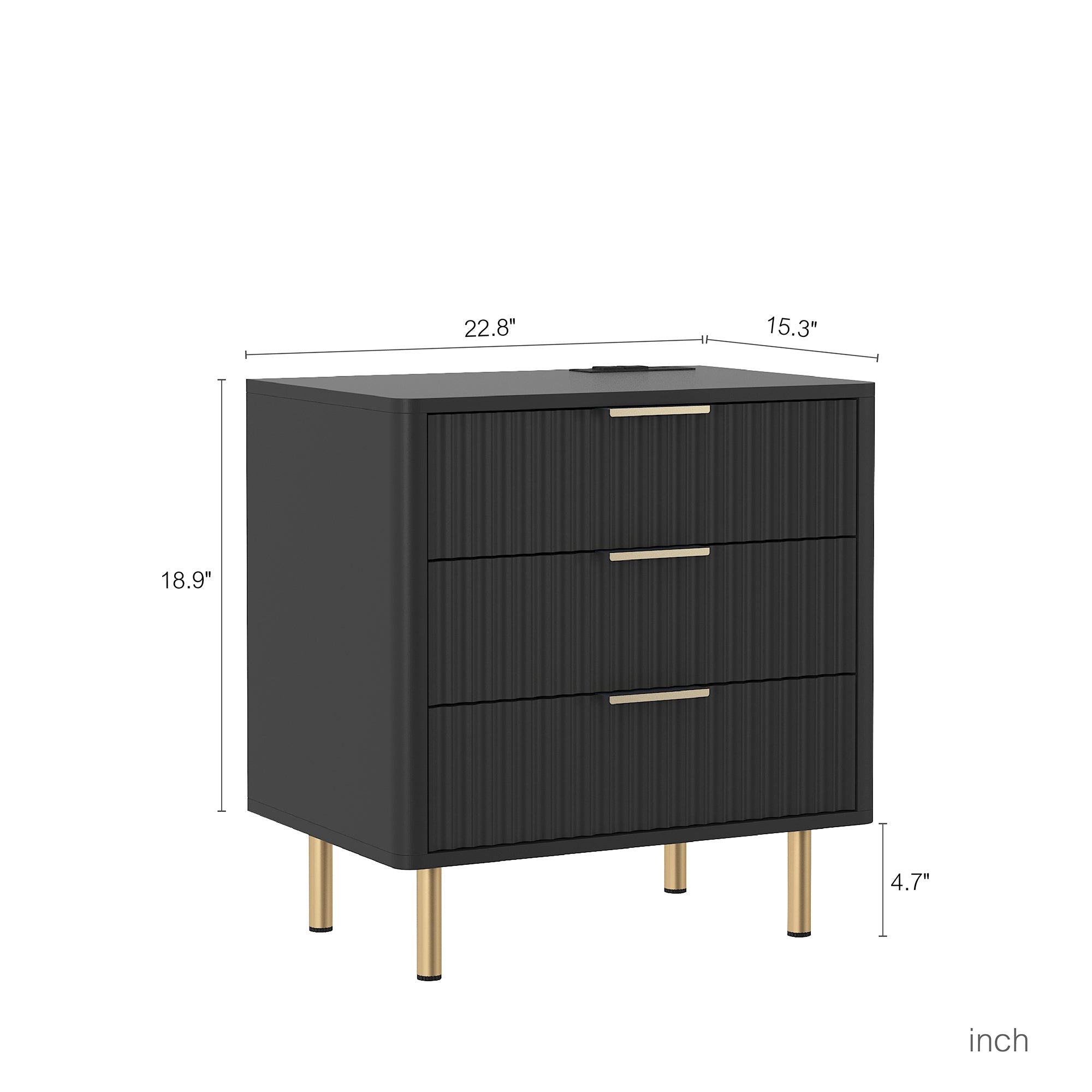 Modern Night Stand with Storage Cabinet for Bedroom with 3 Drawers