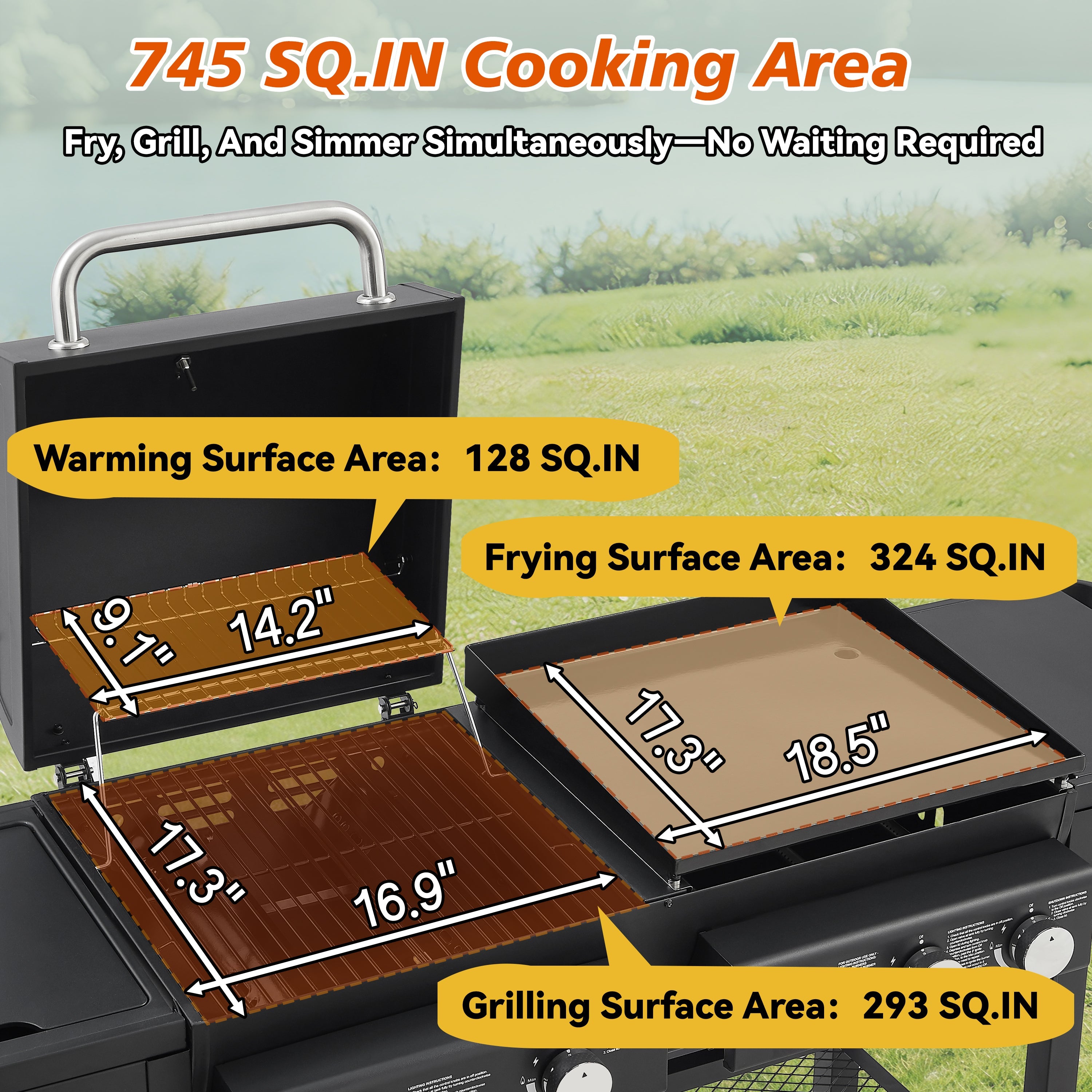 All-in-One 5 Burner Propane Gas Grill Griddle Combo 56000 BTU Heavy Duty Backyard BBQ
