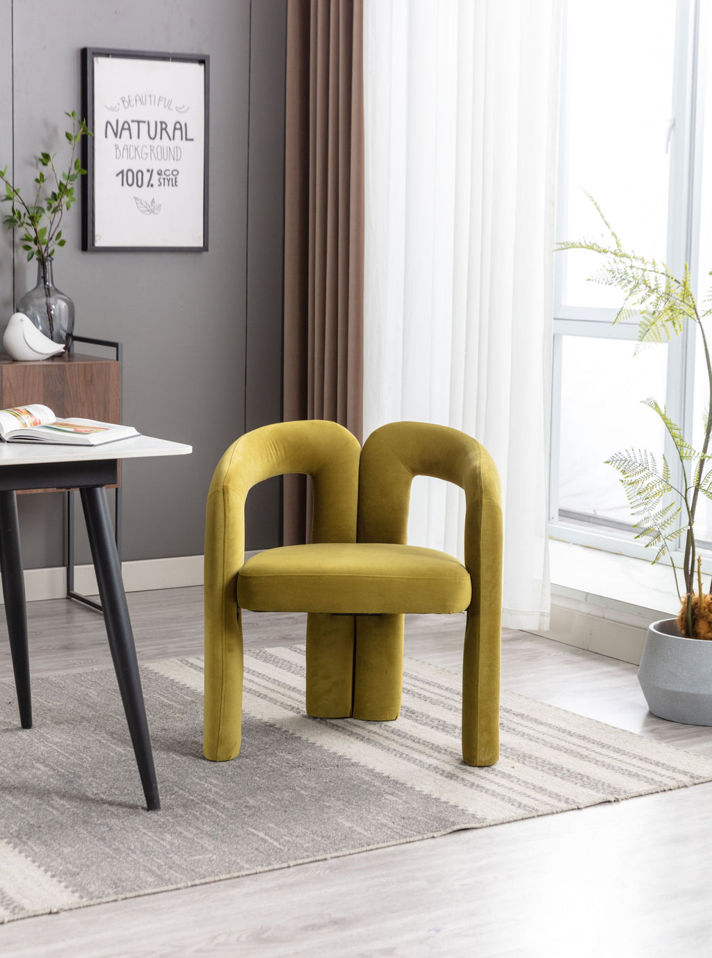Contemporary Velvet Fabric Upholstered Accent Side Chairs (Set of 2)