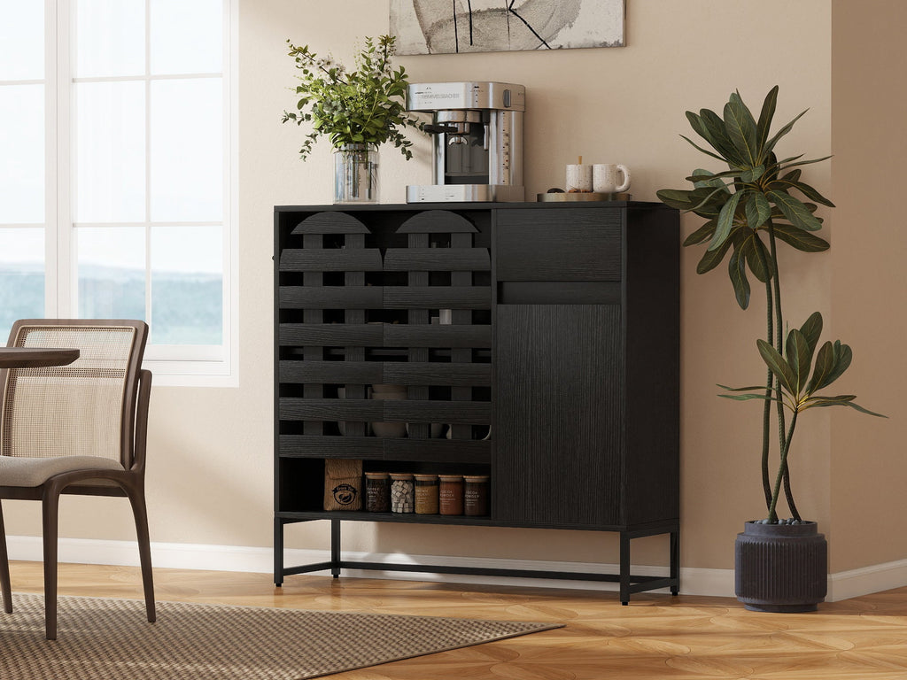 44.49' Black Woven Door Accent Cabinets