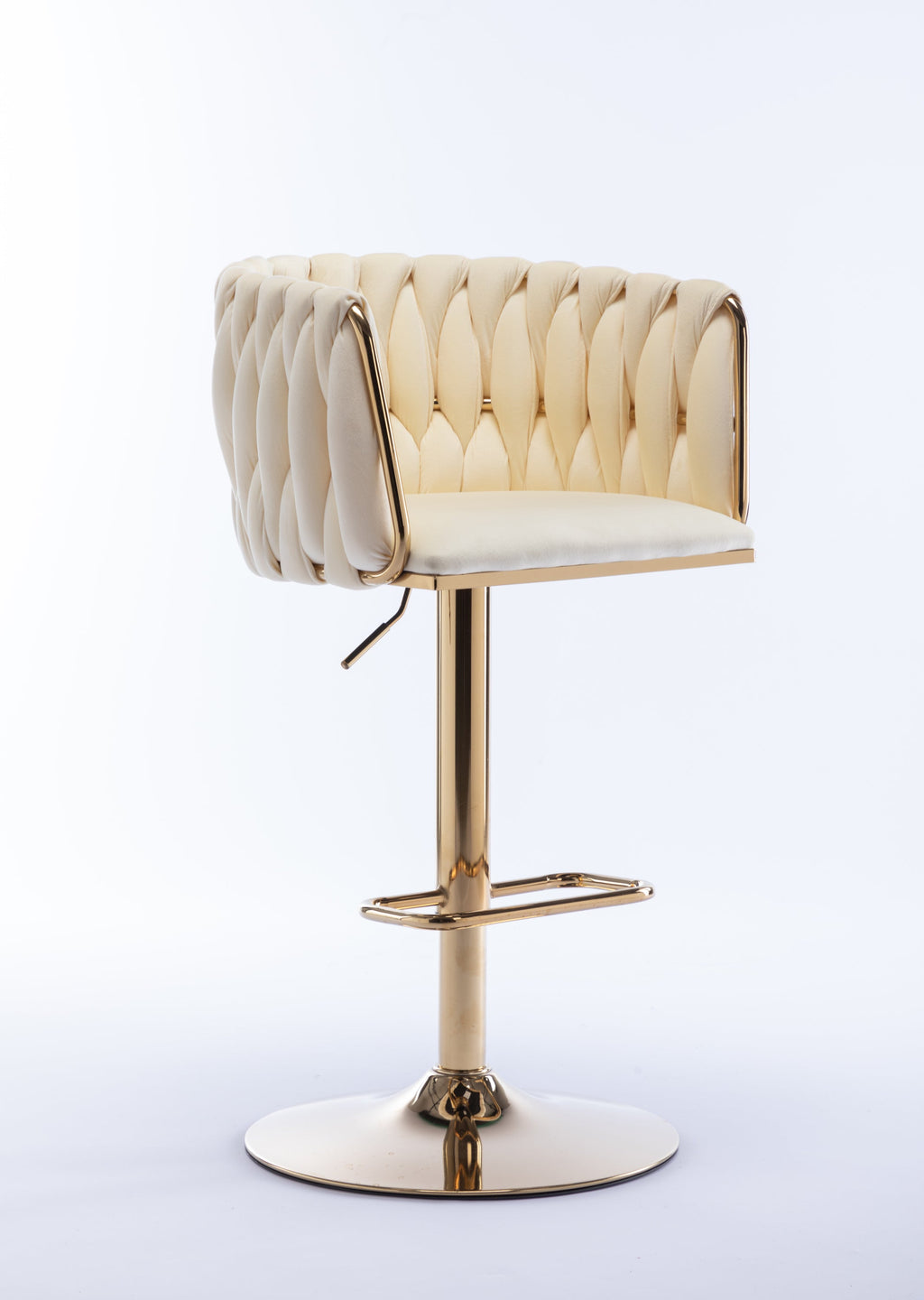 Swivel Height Adjustable Mechanical Lifting Velvet Bar Stools (Set of 2)