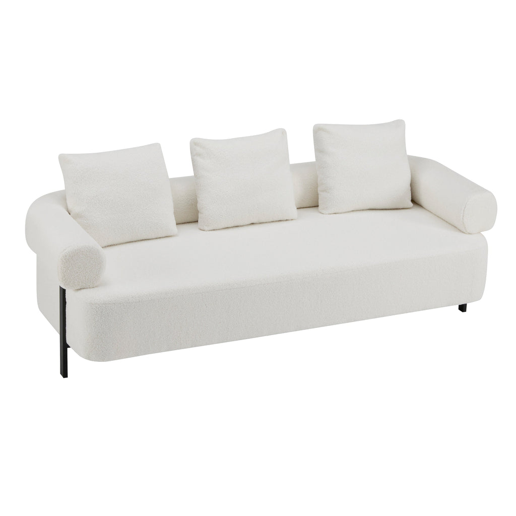 78' Modern Upholstered Sofa with 3 Plush Pillows