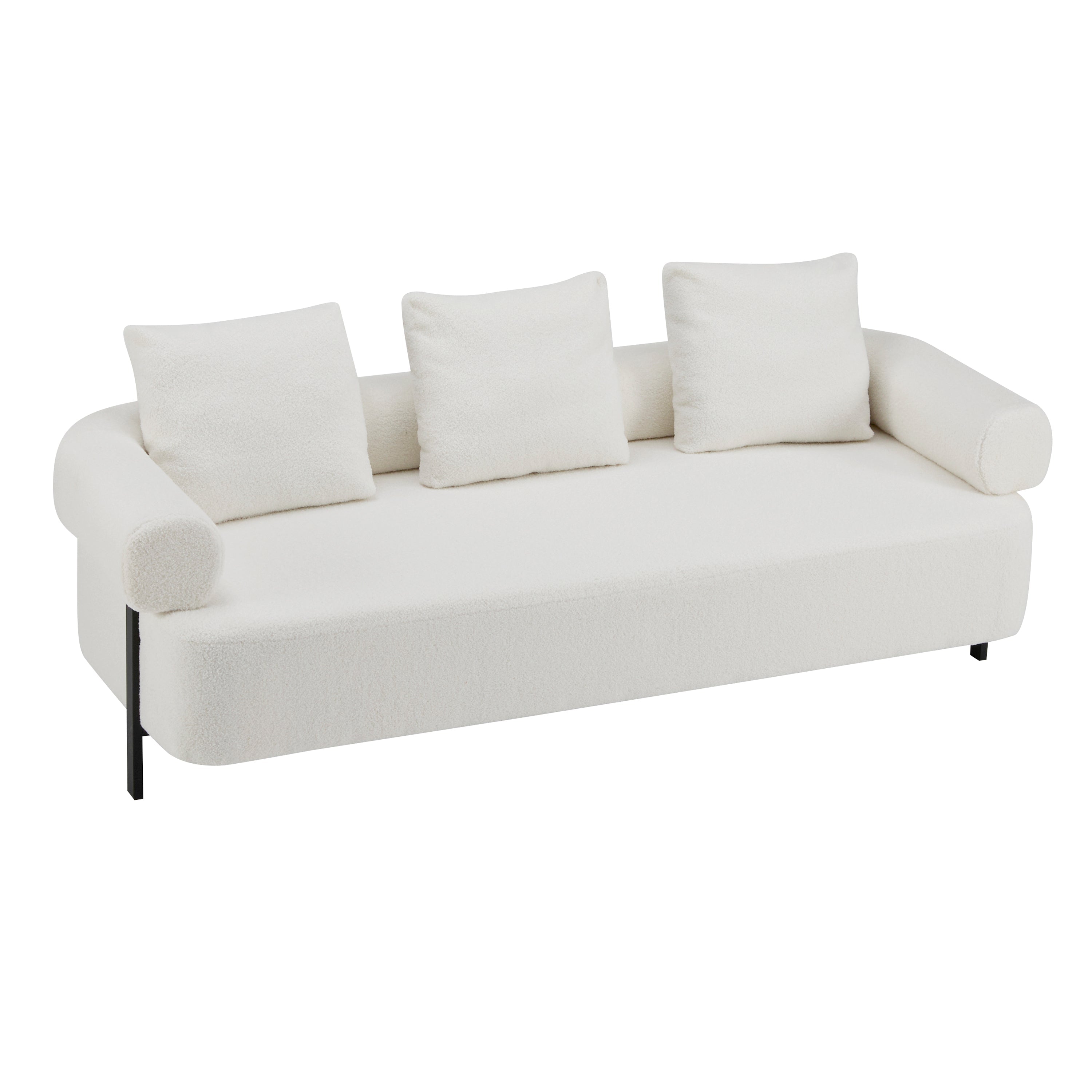 78' Modern Upholstered Sofa with 3 Plush Pillows