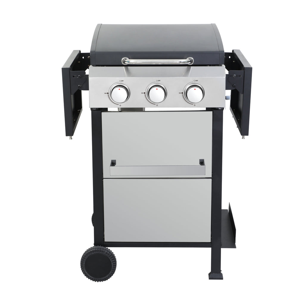 3 Burner Propane Gas BBQ Grill 36900BTU Stainless Steel Cooking Surface Foldable Table