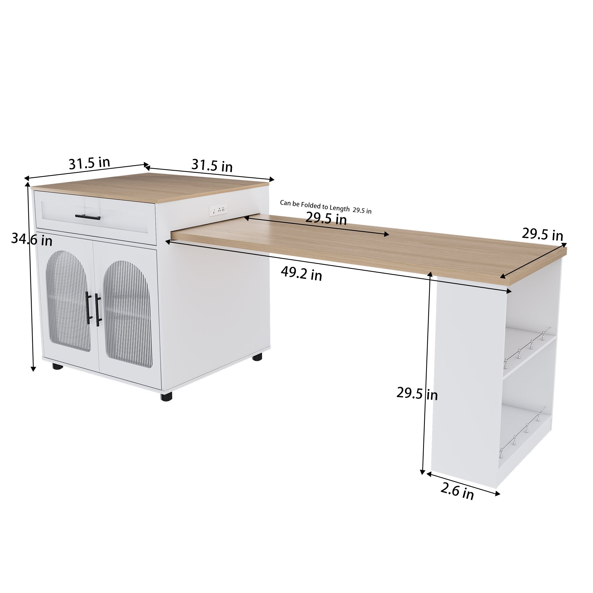 Expandable Kitchen Island with Dining Table