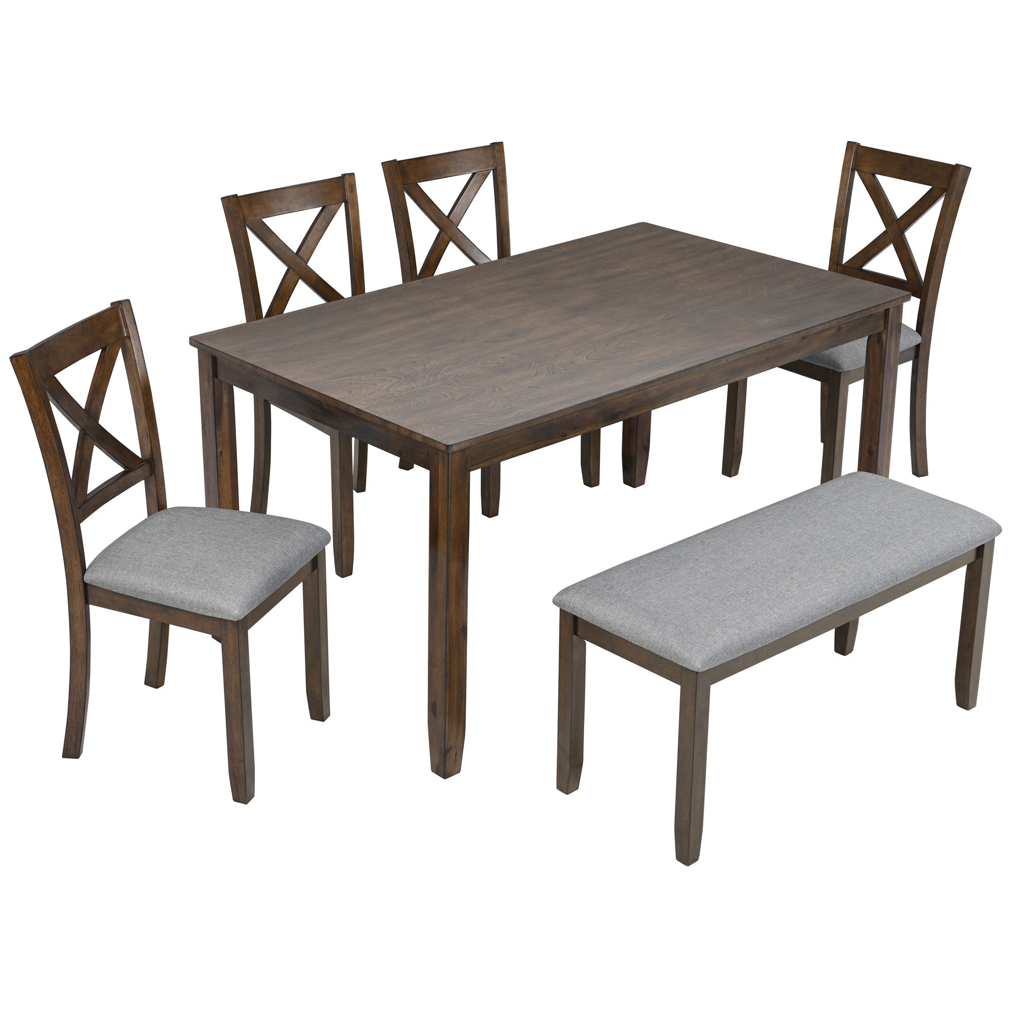Rectangular Wooden Dining Table (Set for 6)