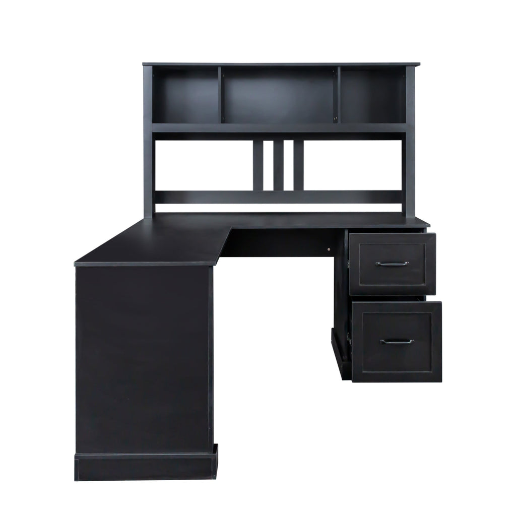 Space-Saving Home Office Computer Workstation with Storage Shelves